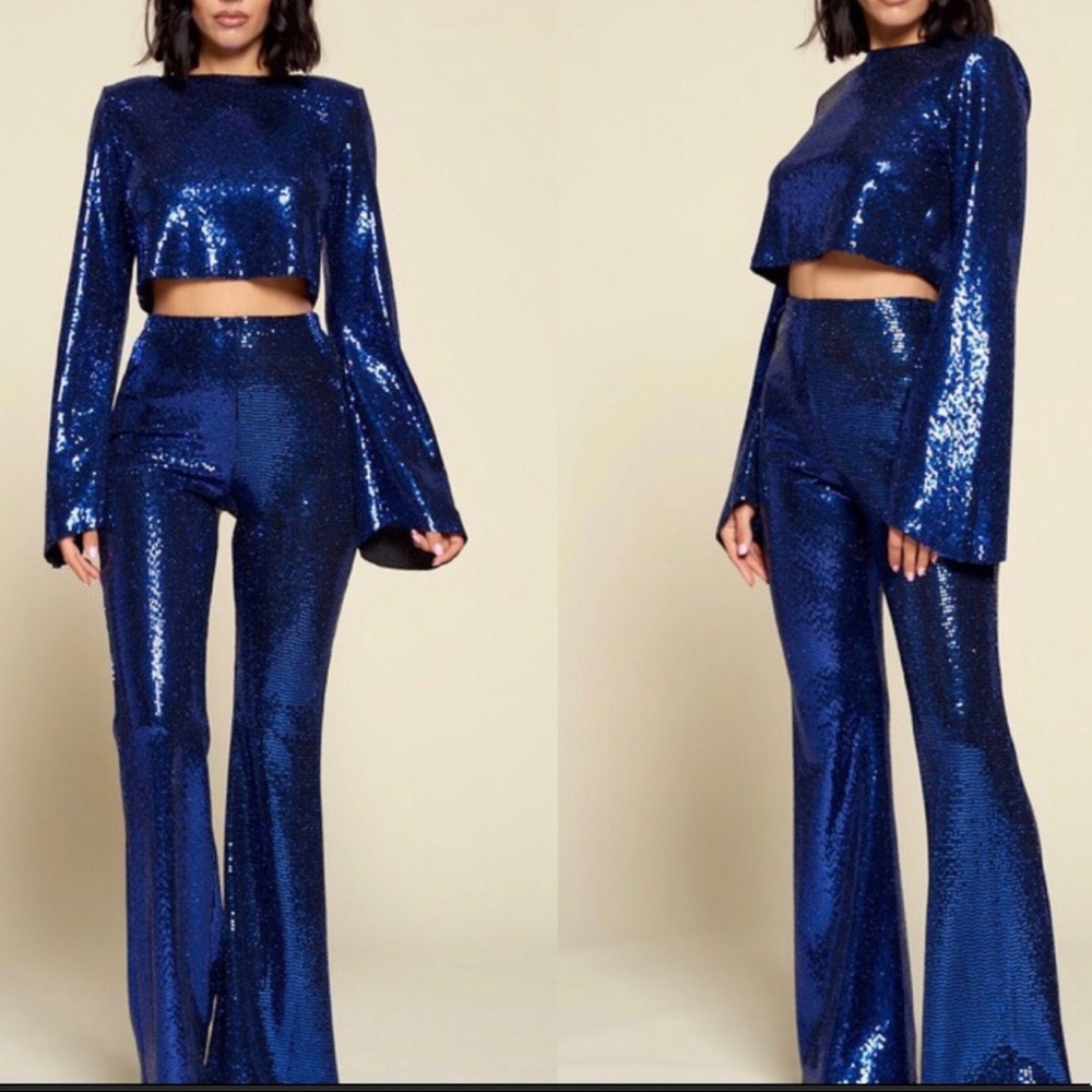 Blue Sequin Two Piece Set 🧿
